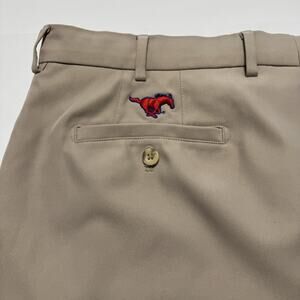 Peter Millar Mens SMU 36 Khaki Performance Golf Shorts Moisture Wicking Preppy